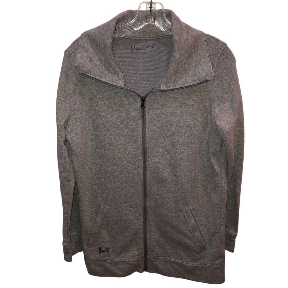 Under Armour Mens Small Gray Cold Gear Loose Fit Full Zip Jacket Size S